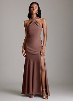 Azazie Lorena Vestidos de damas de honor Vestido de Expresado de Gasa de Corte Sirena con Plisado image1