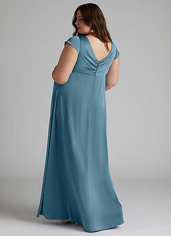 Azazie Allessia Maternity Bridesmaid Dresses A-Line Pleated Stretch Satin Floor-Length Dress image9