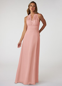 Azazie Fifi Brautjungfernkleider Wandelbar A-Linie Schulterfrei Chiffon Kleid Rosettenrosa image2