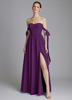 Azazie Ayanna Bridesmaid Dresses Grape A-Line Off the Shoulder Chiffon Dress image6