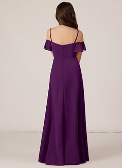 Azazie Juna Junior Grape A-Line Off the Shoulder Chiffon Dress image2