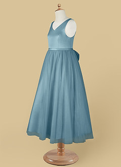 Azazie Marybell Robe Demoiselle D'honneur Fillette Robe Trapèze en Tulle Arc Bleu Maussade image11