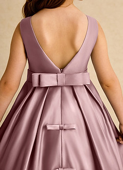Azazie Mapel Flower Girl Dresses Dusty Rose Ball-Gown Pleated Matte Satin Dress image7