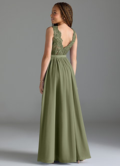 Azazie Elly Junior Pistachio A-Line Lace Chiffon Dress image5