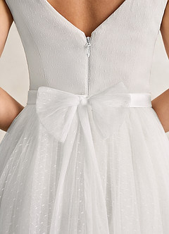 Azazie Windsor Wedding Dresses Diamond White A-Line Bow Tulle Dress image7