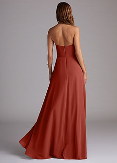 Azazie Wren Bridesmaid Dresses Terracotta A-Line Side Slit Chiffon Convertible Dress image2