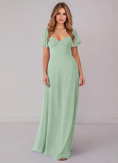 Azazie Fatima Šaty pre družičky A-Line s vreckami Šifón Dĺžka podlahy Šaty image3