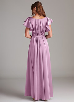 Azazie Daphne Bescheidene Brautjungfernkleider A-Linie Gestreift Stretch-Satin Bodenlänge Kleid image6