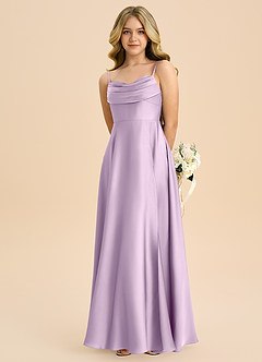 Azazie Bear Junior Frosted Lilac A-Line Sweetheart Neckline Stretch Satin Dress image6