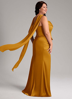 Azazie Sorrel Bridesmaid Dresses Butterscotch Mermaid Strapless Stretch Satin Convertible Dress image11