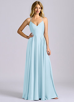 Azazie Truce Bridesmaid Dresses Sky Blue A-Line Stretch Satin Dress image3