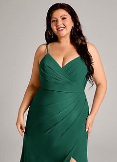 Azazie Maci Brautjungfernkleider Etui Plissee Chiffon Kleid Smaragd image12