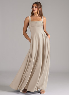 Azazie Shaude Brautjungfernkleider A-Linie Plissee Stretch-Satin Kleid Frost image3