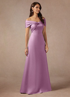 Azazie Amelia Mother of the Bride Dresses Wisteria A-Line Off the Shoulder Stretch Satin Dress image4