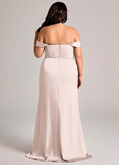 Azazie Johana Bridesmaid Dresses Blushing Pink Mermaid Off the Shoulder Stretch Satin Convertible Dress image11