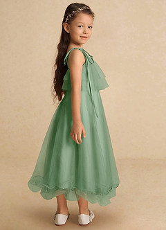 Azazie Bunie Flower Girl Dresses Matcha A-Line Spaghetti Strap Tulle Dress image4