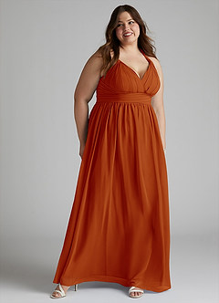 Azazie Ashia Bridesmaid Dresses Paprika A-Line Pleated Chiffon Dress image9