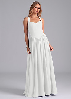 Azazie Francis Bridesmaid Dresses White A-Line Corset Chiffon Dress image4