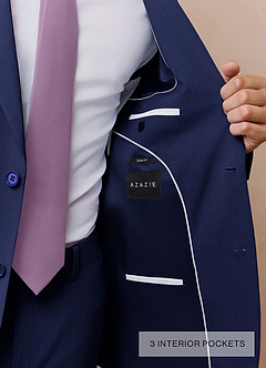 front Savile Blue Wool Blend Suit Jacket