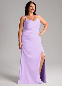 Azazie Deandra Bridesmaid Dresses Lilac Mermaid Pleated Stretch Satin Dress image10