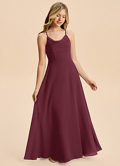 Azazie Gia Junior Cabernet A-Line Pleated Chiffon Dress image4