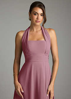Azazie Tamira Bridesmaid Dresses Vintage Mauve A-Line Pleated Chiffon Convertible Dress image6