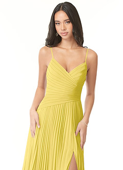 Azazie Vini Bridesmaid Dresses Canary A-Line V-Neck Pleated Chiffon Dress image6