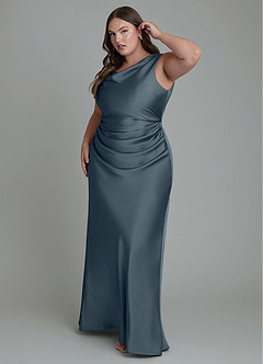 Azazie Kieryn Bridesmaid Dresses Twilight Mermaid Pleated Stretch Satin Dress image9
