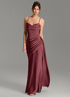 Azazie Zorah Bridesmaid Dresses Merlot Mermaid Corset Stretch Satin Convertible Dress image5
