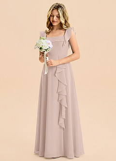 Azazie Nori Junior A-Linie Gestreift Chiffon Kleid Englisches Rosa image5