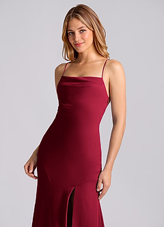 Azazie Grata Bridesmaid Dresses Burgundy Mermaid Pleated Chiffon Dress image7
