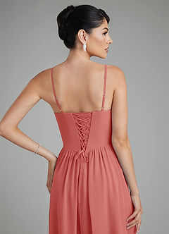 Azazie Alisha Robes de demoiselle d'honneur Robe Trapèze en Mousseline de soie Corset Antique Rose image10