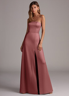 Azazie Wren Bridesmaid Dresses Amethyst A-Line Strapless Stretch Satin Convertible Dress image1