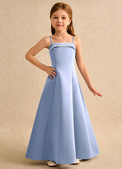 Azazie Izel Girls Formal Flower Girl Dresses Ivory Ice A-Line Pleated Matte Satin Dress image5