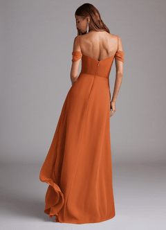 Azazie Marley Bridesmaid Dresses Cinnamon A-Line Off the Shoulder Chiffon Convertible Dress image7
