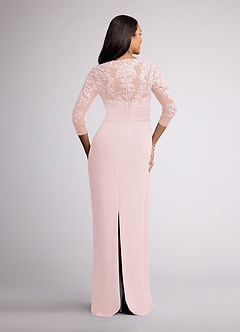 Azazie Joan Abiti per la Madre della Sposa Abito Tubino in Chiffon con Scollo a V in Pizzo Rosa Rossore image4
