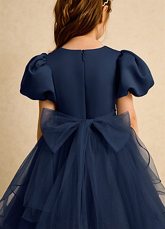 Azazie Cocoa Abiti da Ragazza di Fiori Abito Principessa in Tulle Plissettato Marino Scuro image9