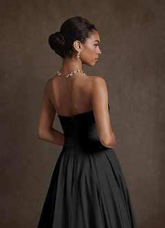 Azazie Alta Wedding Dresses Black A-Line Strapless Stretch Satin Dress image10