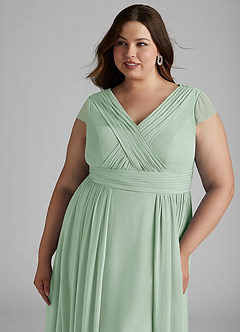 Azazie Organa Brautjungfernkleider A-Linie Plissee Chiffon Kleid Agave image11