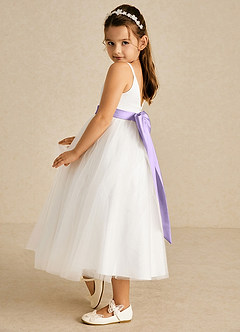 Azazie Lea vestidos de niña de las flores Vestido de Lila de Tul de Corte En A con Tirante Espagueti image4