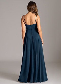 Azazie Amani Bridesmaid Dresses Dark Navy A-Line Pleated Chiffon Dress image9