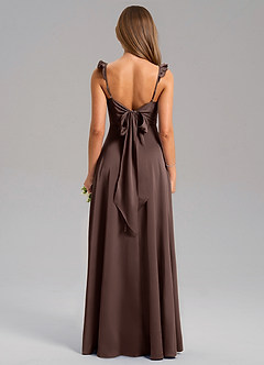 Azazie Everett Bridesmaid Dresses Ganache A-Line Stretch Satin Dress image2
