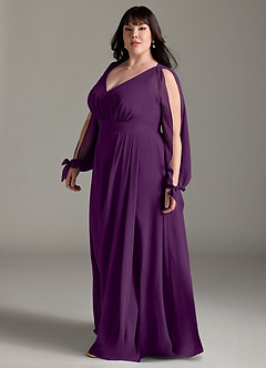 Azazie Matilda Robes de demoiselle d'honneur Robe Trapèze en Mousseline de soie Manche longue Grain De Raisin image11