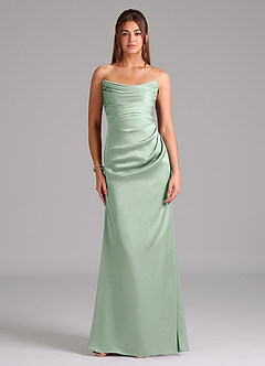 Azazie Lucille Vestidos de damas de honor Vestido de Agave de Satén Elástico de Corte Sirena Convertible con Sin tirantes image1