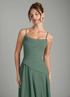 Azazie Gabriela Abiti da Damigella Abito A-Line in Chiffon Corsetto Eucalipto image9