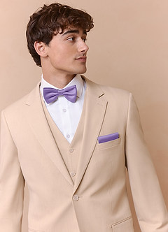 front Matte Satin Bow Tie and Pocket Square Set