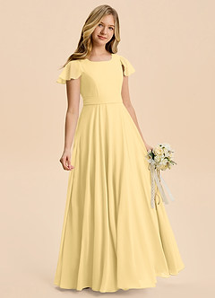 Azazie Cady Junior Butter A-Line Pleated Chiffon Dress image3