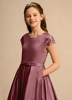 Azazie Bunny Junior Formal vestidos de niña de las flores Vestido de Rosa Del Desierto de Encaje de Princesa image4