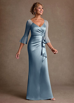 Azazie Nampa Klänningar till brudens mor Klä Tubklänning i Maska Plisserad Dammblå image4