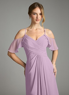 Azazie Dakota Bridesmaid Dresses Wisteria A-Line V-Neck Pleated Chiffon Dress image7